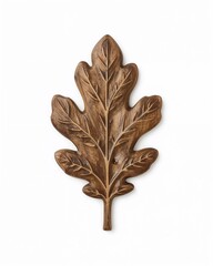 Old cottage unique carving oak leaf art on plain white background