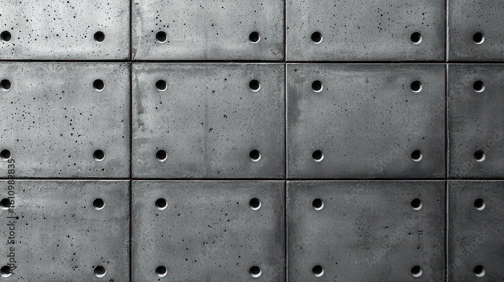 Poster concrete tiles with centered hole pattern and varied texture