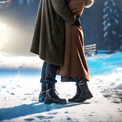 boys and girls  kissing snow on the beach