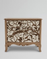 Cabinet drawer unique carving leaf art on plain white background