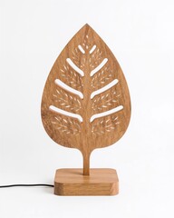 unique carving leaf art on plain white background