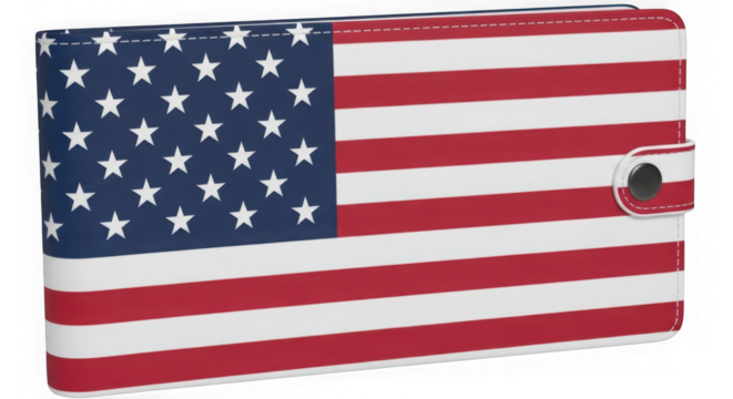 American flag wallet patriotic design isolated on transparent background