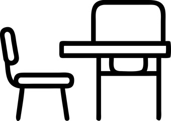 Wooden table and chair furniture icons for home or office interior design Wooden table and chair furniture icons for home or office interior design