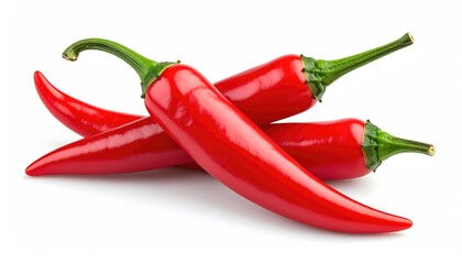 Fresh Red Chili Peppers on White Background for Culinary Use