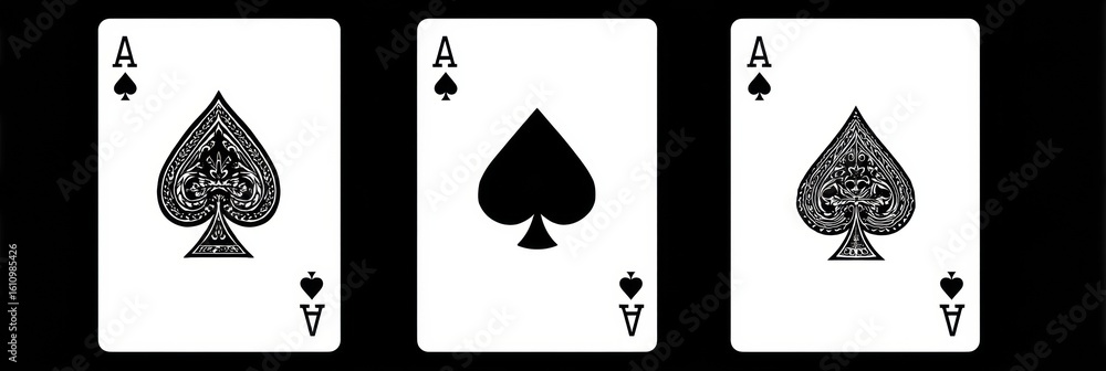 Poster minimalist ace of spades playing card design displayed against a white background with space at the 