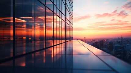 Sleek futuristic corporate office building with a reflective glass facade minimalistic design on architectural vibrant city reflections