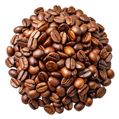 Obraz premium Coffee beans pile isolated on transparent background PNG icon isolated with transparent background
