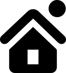 Simple vector icon of house with black circle above it