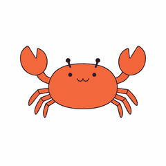 Cartoon Orange Crab with Smiling Mouth and Raised Claws Illustration