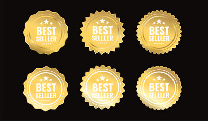 Best seller golden label badge on  background. Quality certificate seal. Vector illustration