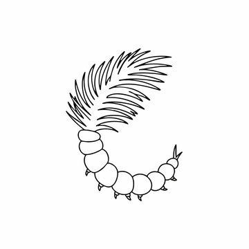 Stylized Phantom Midge Larva: Black Outline of a Feather-Antennaed Aquatic Insect