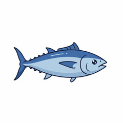 Bluefin Tuna Cartoon Illustration Side Profile
