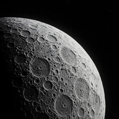 Moon's surface showcasing intricate craters against the vast darkness of space..