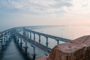Obraz premium modern cross-sea bridge over the sea