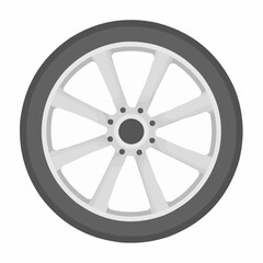Fototapeta premium Car wheel with eight spokes on white background 