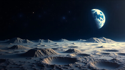 Moon's surface showcasing intricate craters against the vast darkness of space..