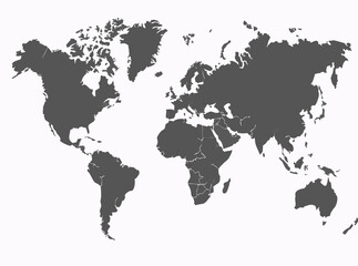 Obraz premium Illustration of dark grey coloured map of the world
