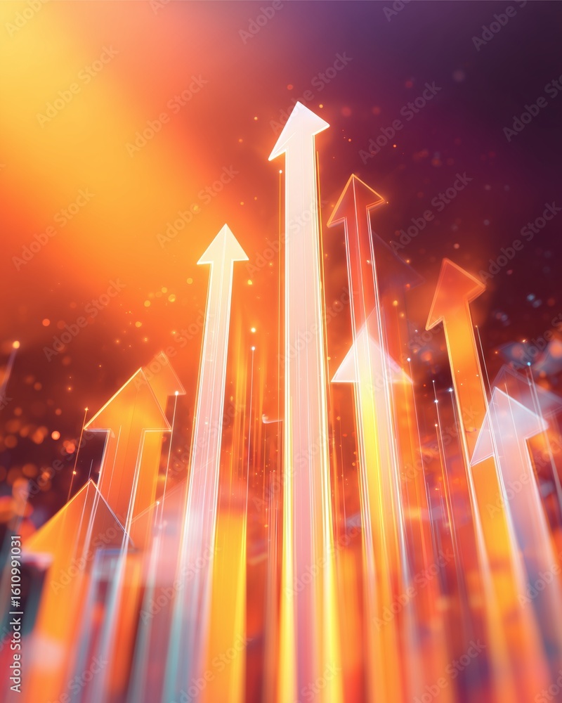 Poster ascending arrows of growth: dynamic upward arrows symbolize the ascent of success and progress in th