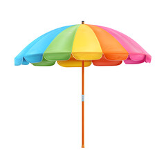 Colorful beach umbrella isolated on transparent background