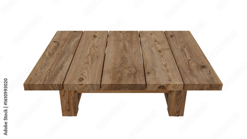 Poster rustic wooden table, handcrafted square design with unique grain patterns and a transparent