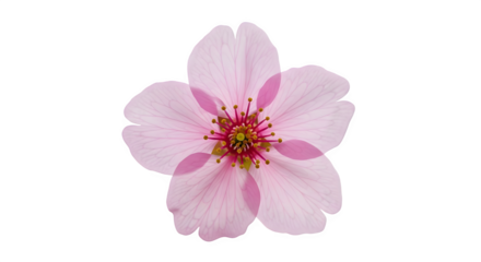 Isolated single pink cherry blossom on a black background view    .ai generative, transparent background, white background. isolated on white background
