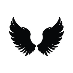 Stylized Black Wings Illustration on White Background Depicting Freedom and Flight