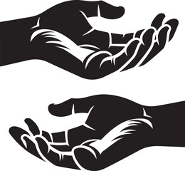 Obraz premium Raised Hands people silhouette Vector. Vector set of hands flat icons. Contains icons applause, handshake, high five, helping hand vector silhouette illustration 