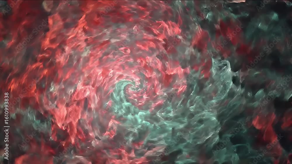 Poster abstract swirling vortex of red and teal digital art background texture design
