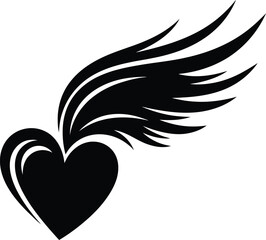 Obraz premium Heart with Wing Icon Design Symbolizing Love, Freedom, and Spirituality Through Graphic Art