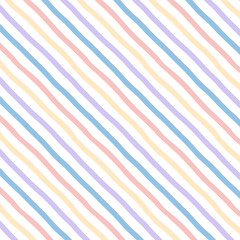 Diagonal striped seamless pattern in pastel color.Hand drawn stripes lines abstract repeat pattern vector illustration background wallpaper for fabric and prints.