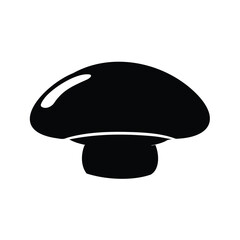 Black silhouette of a mushroom on a white background in vector
