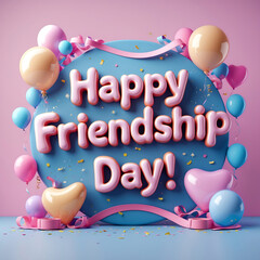 3D Bubble Lettering Friendship Day Banner Illustration