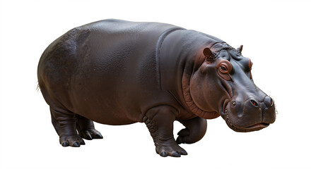 Obraz premium Hippopotamus standing on white background 