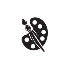 Paint Palette silhouette black and white vector icon
