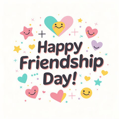 Happy Friendship Day Flat Vector Typography Poster
