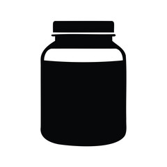 Black silhouette of a generic jar with lid on a white background