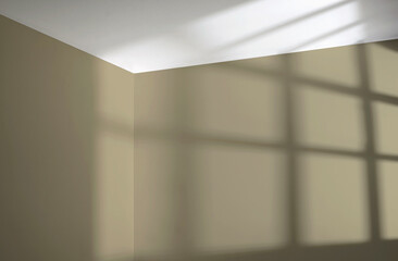 Sunlight from the window shines on the empty room