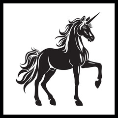 Obraz premium Unicorn black icon, mythical