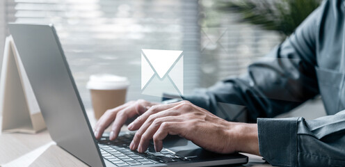 Email marketing concept. Mail newsletter send. Receive envelope email. Message contact reminder....