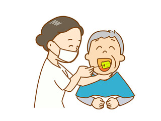 口腔内を清潔に保つ、スポンジできれいにする