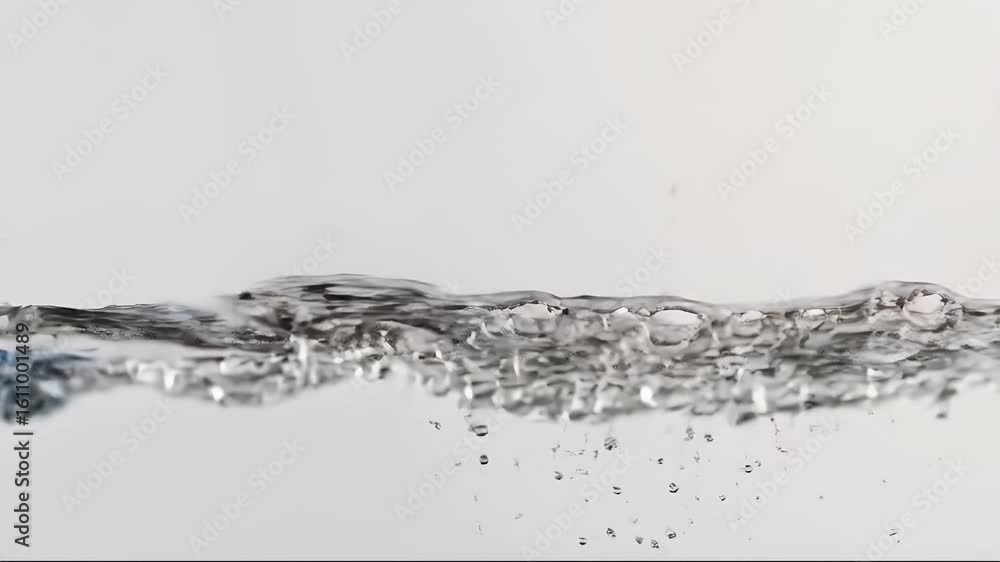 Poster fluid water splash with holographic reflections on a clear background for abstract art
