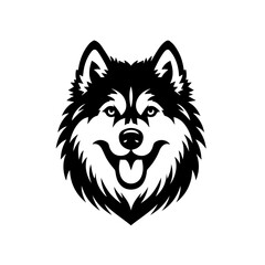 Fototapeta premium A black and white illustration of a happy husky dogs face