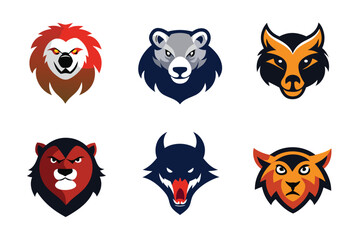 Obraz premium Vector art of collection of animal mascot logo designs isolated on white background