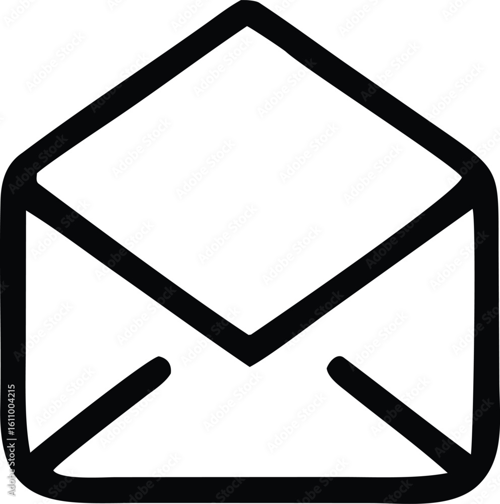 Poster simple outline icon of an open envelope symbolizing communication and correspondence in a clean mini