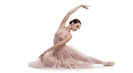 Ballet dancer performing a graceful pose in pink tutu dress  