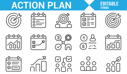 Business Icons for Goal Setting, Milestones, and Project Planning