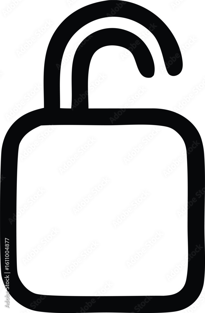 Aufkleber simple black and white icon of an open padlock symbolizing security and access