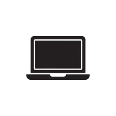 Laptop icon, simple black illustration of an open computer on white background