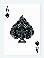 Minimalist Ace of Spades Playing Card Design on White Background With Ample Free Space at the Bottom