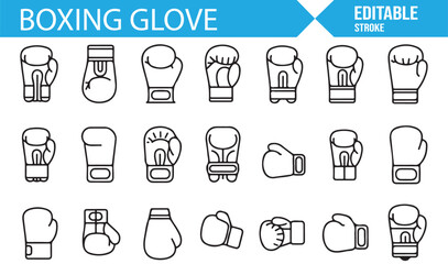 Icon Set of Boxing Gloves for Punching, Boxing Matches, and Fitness